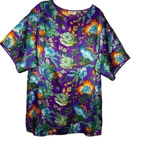 Victoria's Secret Gold Label Vintage 1980s Satin Finish Short Sleeve‎ Top Blouse